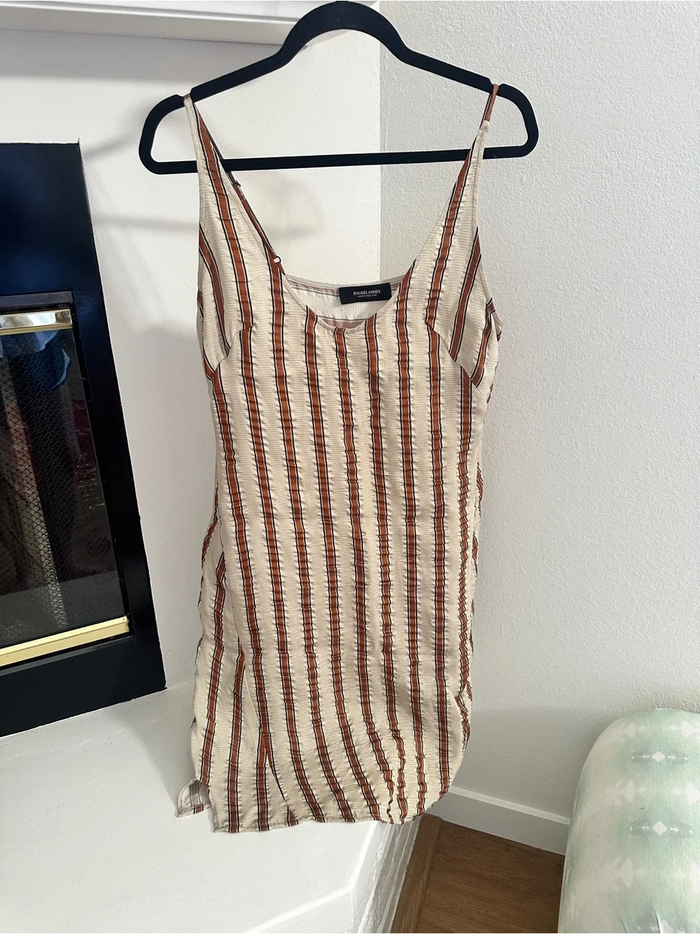 RACHEL COMEY Cream and Brown Striped Caliper Slip Dress - Picture 11 of 13